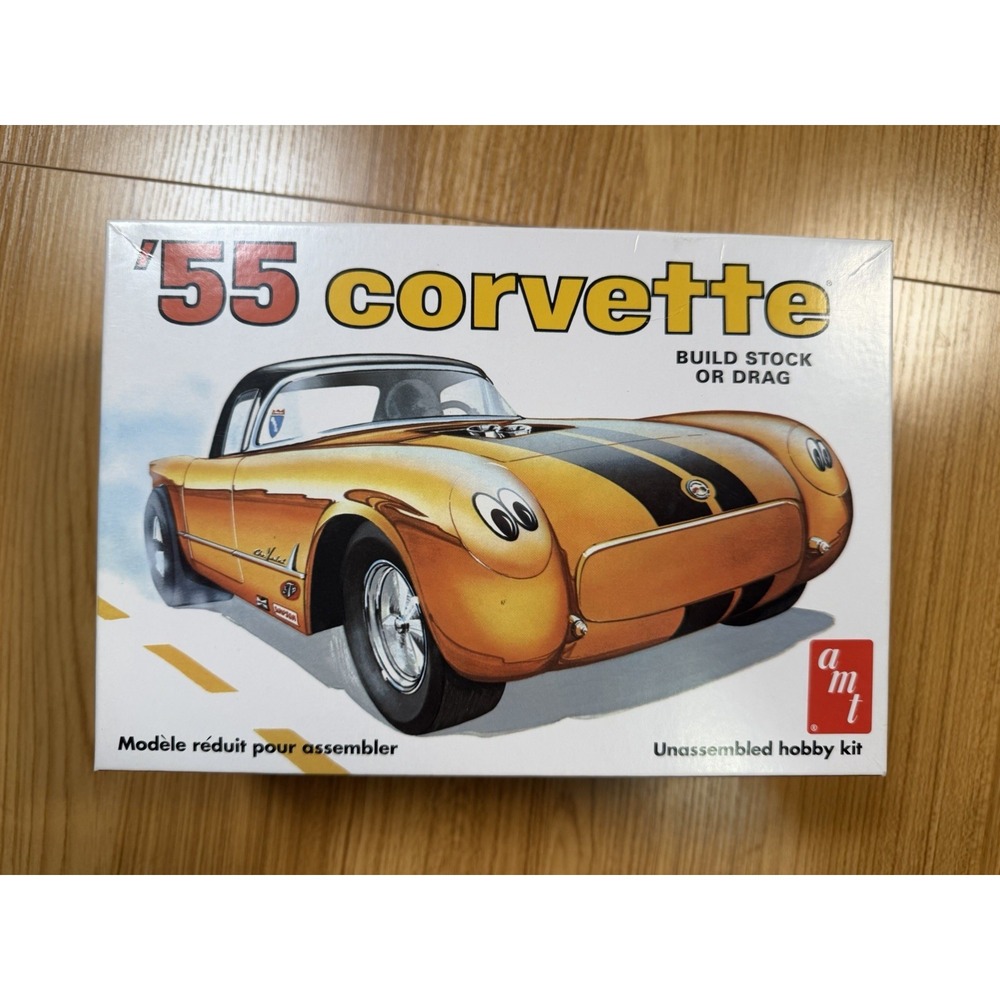 AMT 1955 Chevy Corvette 1/25 Scale Plastic Model Kit AMT683 Started Painted Body